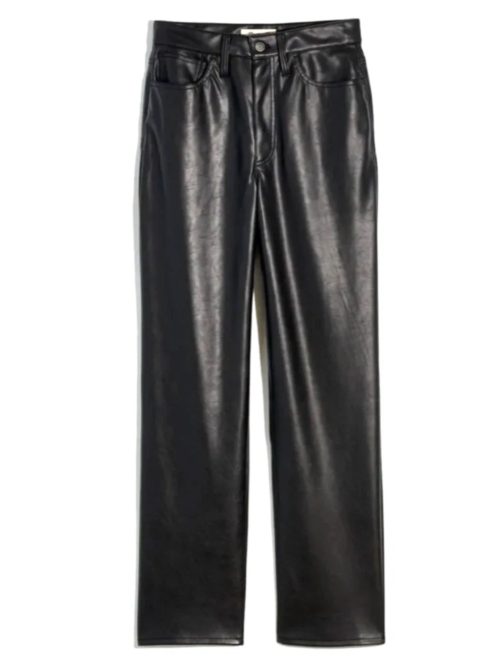 Madewell | The Perfect Vintage Straight Jeans Womens Size 30P Black Faux Leather - Picture 4 of 15